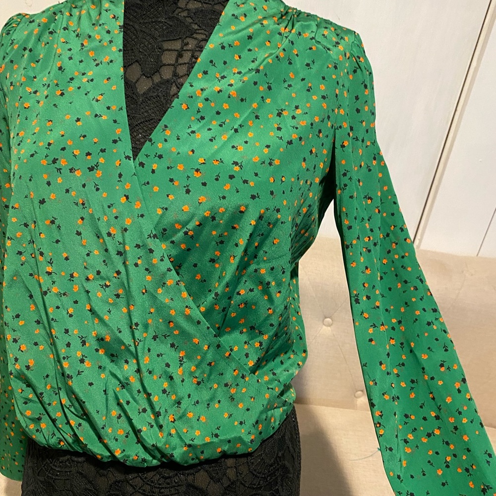 VERONICA BEARD Green Silk Blouse